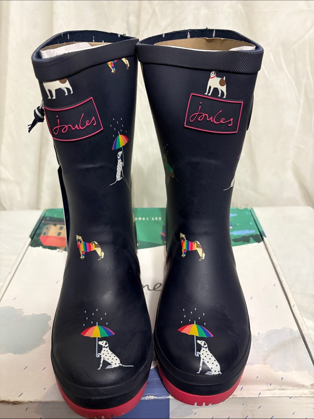 Joules Navy Rain Boots size US 6 NWT